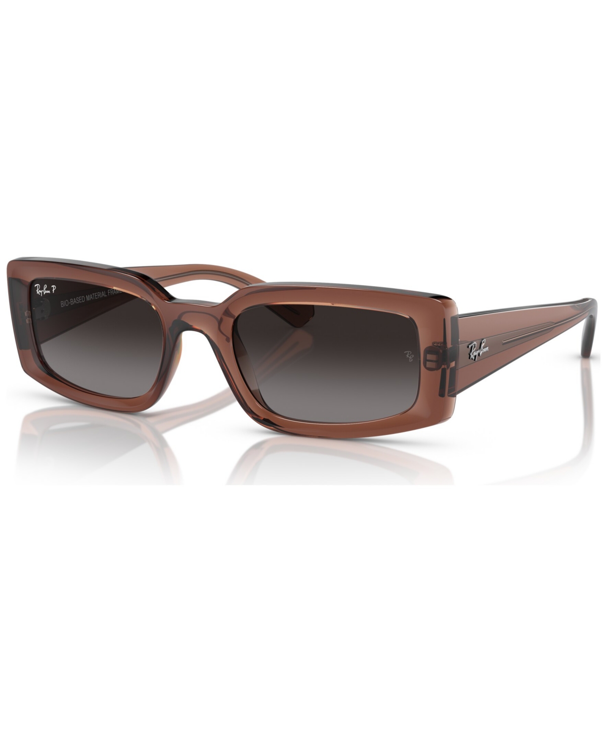 Ray Ban Kiliane Bio-based Sunglasses Transparent Brown Frame Grey Lenses Polarized 54-21