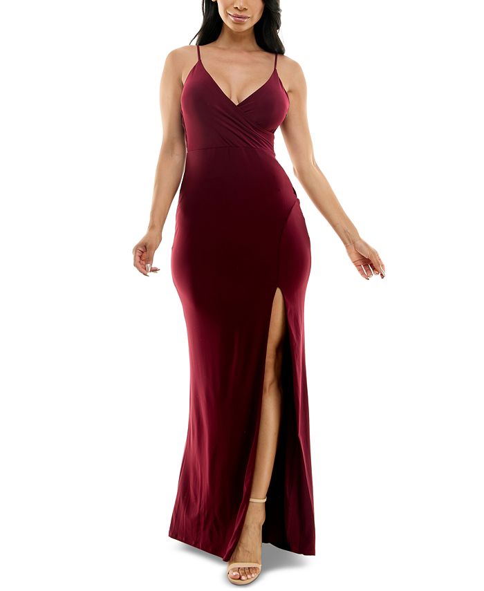 Jump Juniors' Side-Slit Low-Back Jersey Gown - Macy's