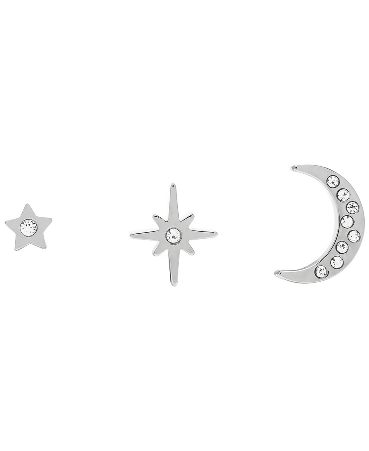 Olivia Burton Celestial North Star Moon Silver-tone Studs Earring Set