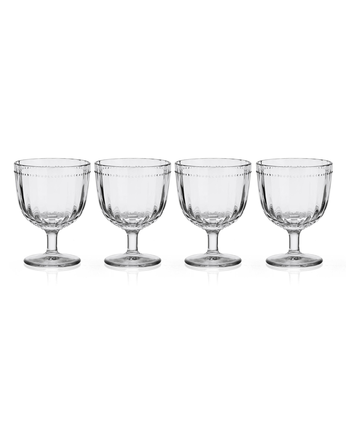 Fitz And Floyd Beaded 14-oz Wine Goblets 4-piece Set In Clear