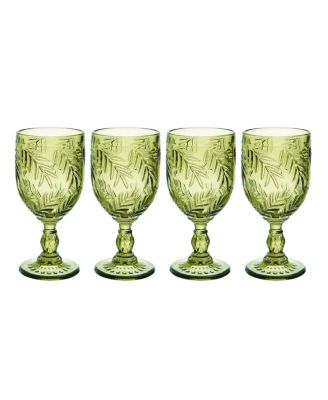 Vintage Style Colored Glass Water Goblet Set of 4 Multi Colors Drinking  Glasses (11 OZ), 11 OZ - Foods Co.