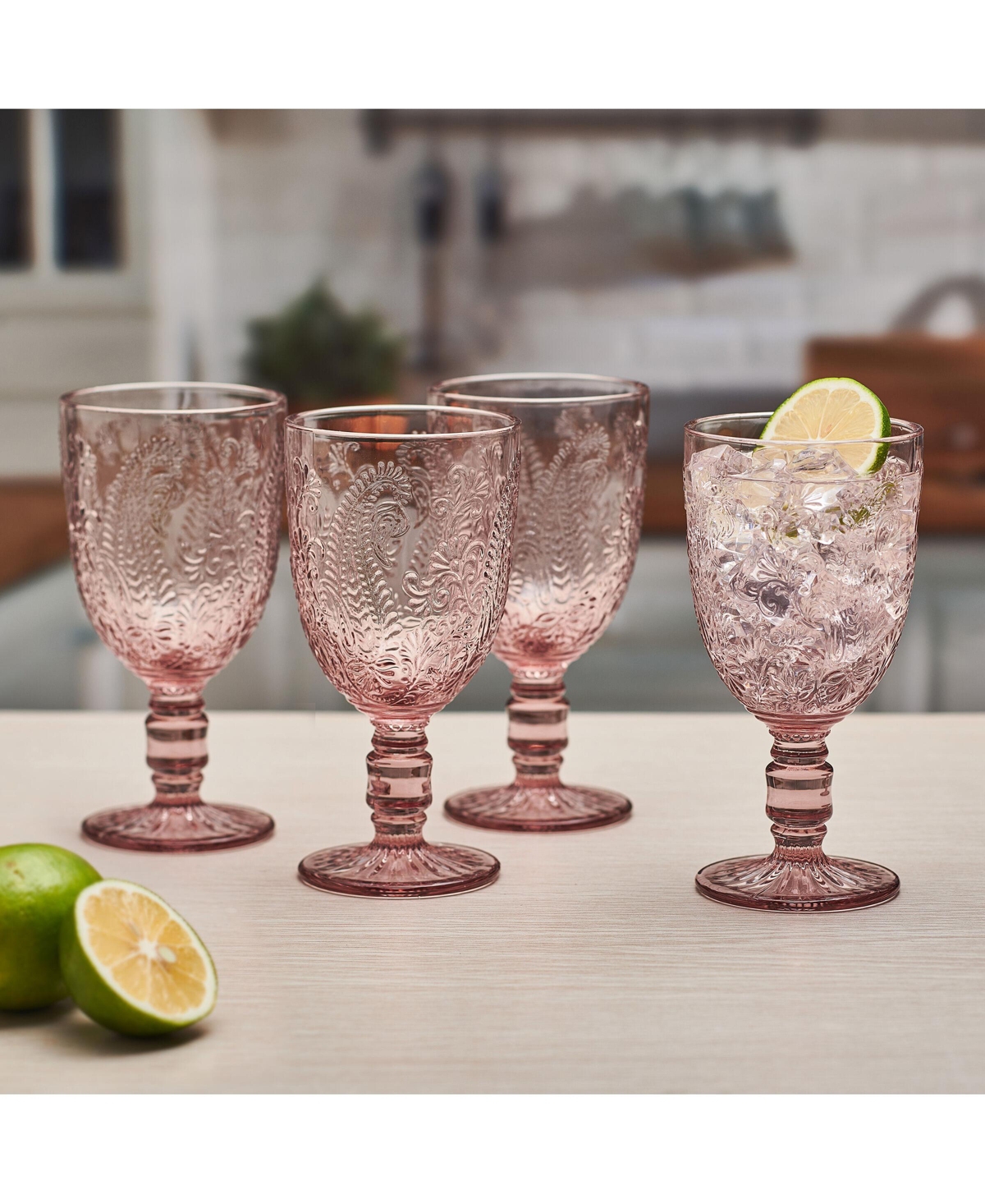 Fitz and Floyd Maddi 10-oz Goblet Glasses 4-Piece Set