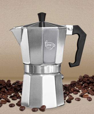 Stovetop Espresso Coffee Maker (Brews 6-Servings) with 4 Demi Spoons and 4 Exact Replacement Silicone Gaskets