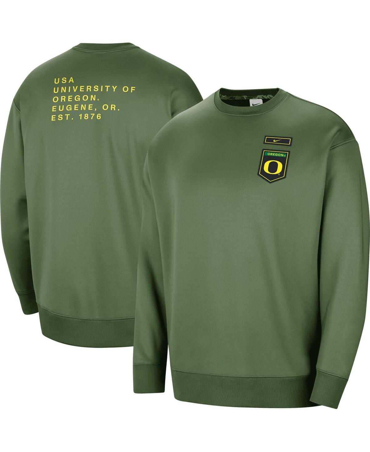Shop Nike Women's  Olive Oregon Ducks Military-inspired Collection All-time Performance Crew Pullover Swea