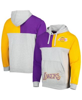 Men's Heather Gray Los Angeles Lakers Tie-Breaker Pullover Hoodie