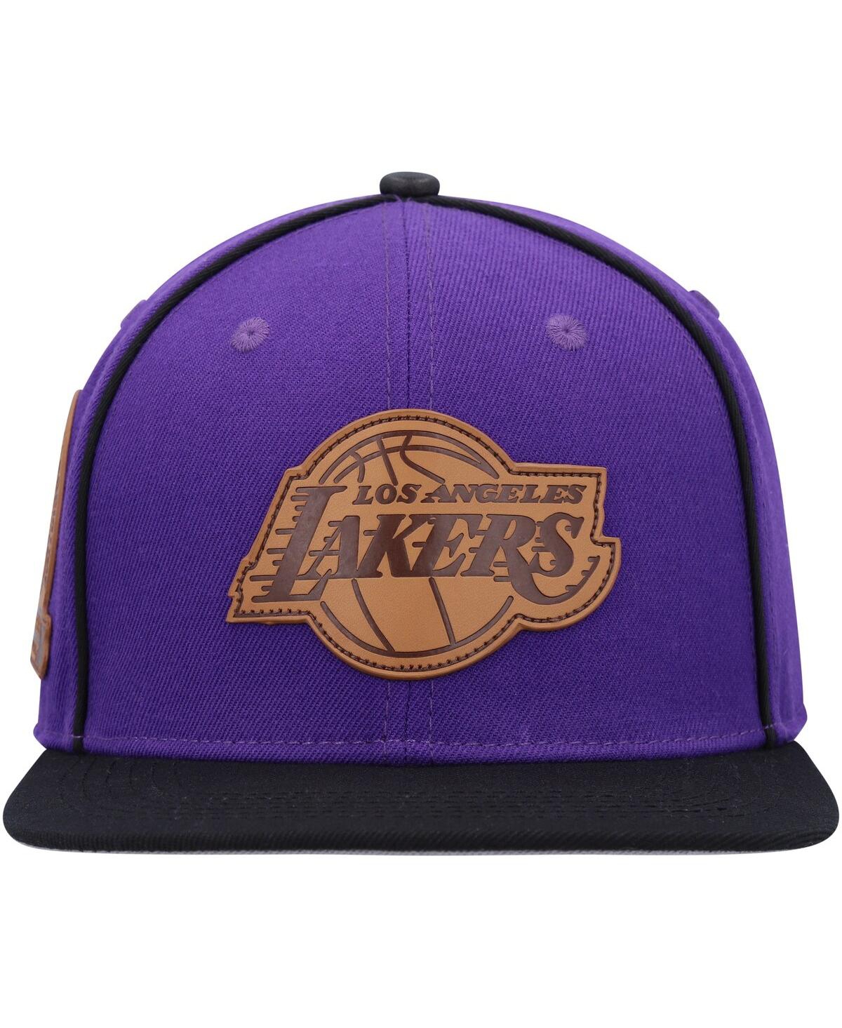 Shop Pro Standard Men's  Purple, Black Los Angeles Lakers Heritage Leather Patch Snapback Hat In Purple,black