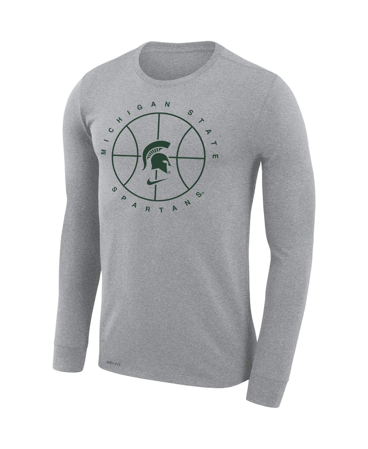 Men's NikeMichigan State Spartans Basketball Icon Legend Performance Long Sleeve T-shirt - Heathered Gray