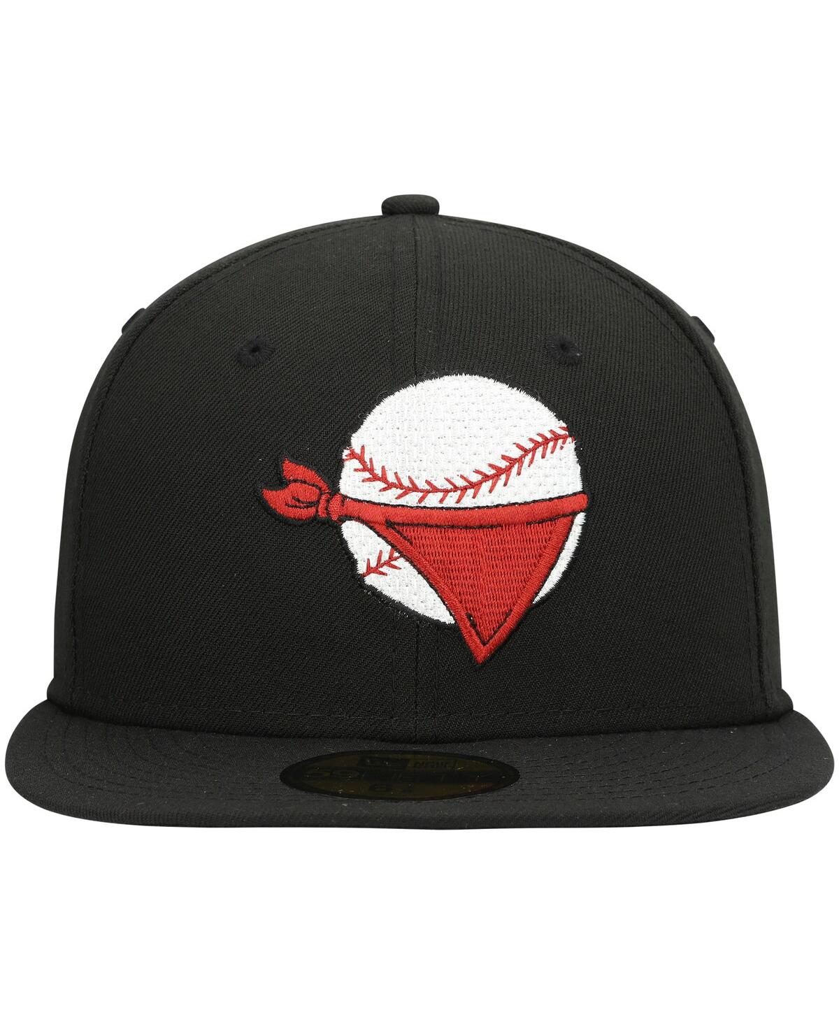NEW ERA MEN'S NEW ERA BLACK QUAD CITIES RIVER BANDITS AUTHENTIC COLLECTION ROAD 59FIFTY FITTED HAT 