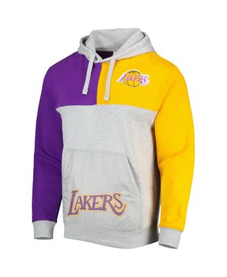 Men's Heather Gray Los Angeles Lakers Tie-Breaker Pullover Hoodie