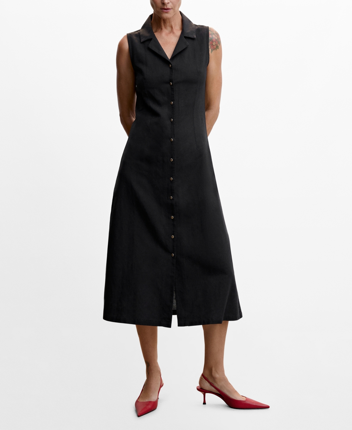 mango cotton shirt dress MANGO - Side Gathered details Dress Ecru