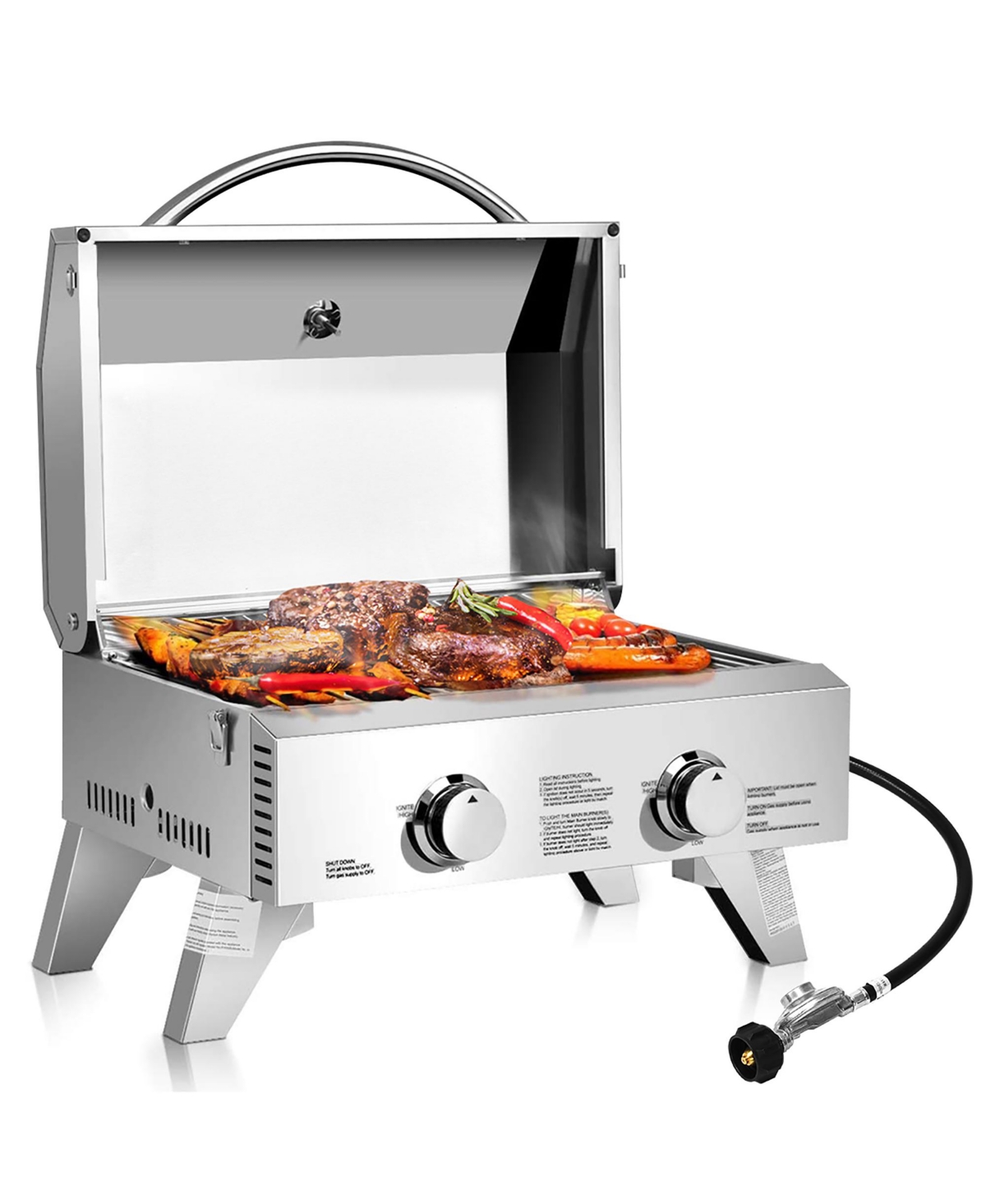 20,000 Btu Stainless Steel Propane Grill for Outdoor - Silver