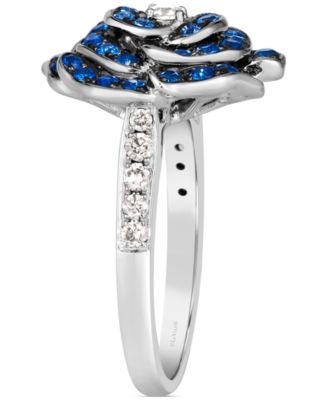 Denim Ombr&eacute; (7/8 ct. t.w.) & Nude Diamond (1/4 ct. t.w.) Flower Ring in 14k White Gold