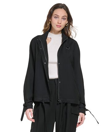 DKNY Women's Stand Collar Zip-Front Long Sleeve Jacket - Macy's