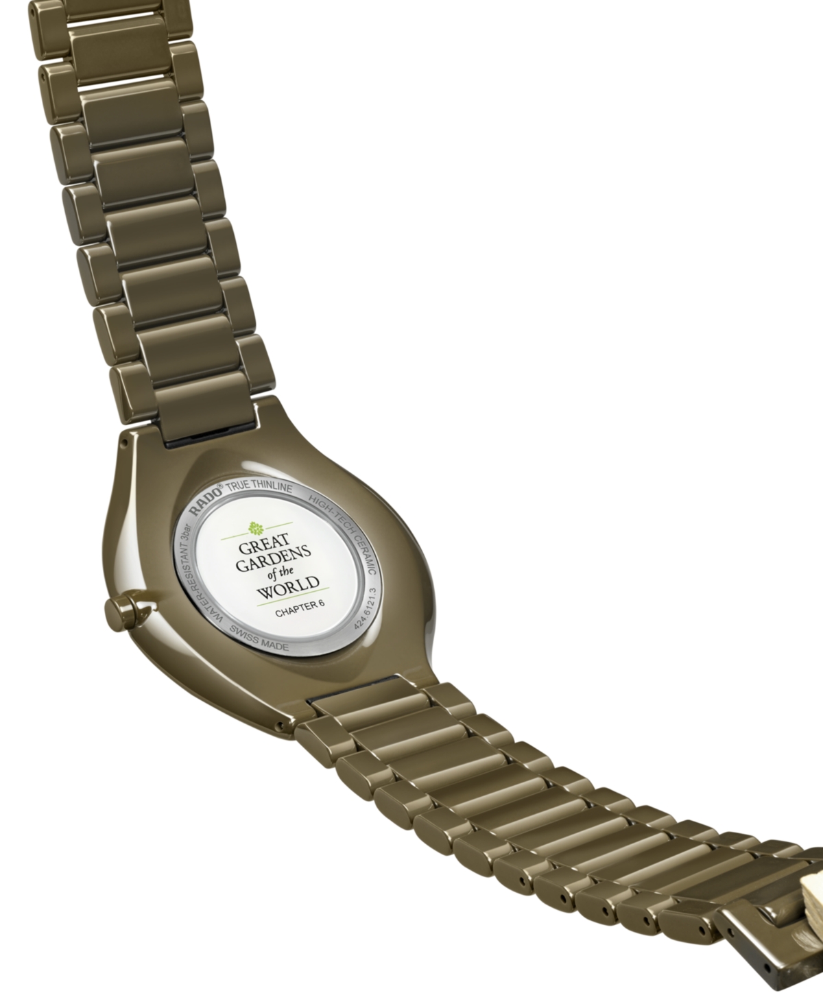 Shop Rado Unisex Swiss True Thinline X Great Gardens Of The World Olive Green High-tech Ceramic Bracelet Watch