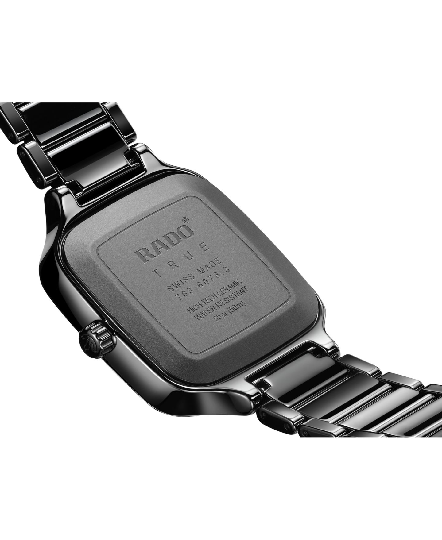 Женские часы Rado Swiss True Square Black High-Tech Ceramic Bracelet Watch 29mm — фото 4