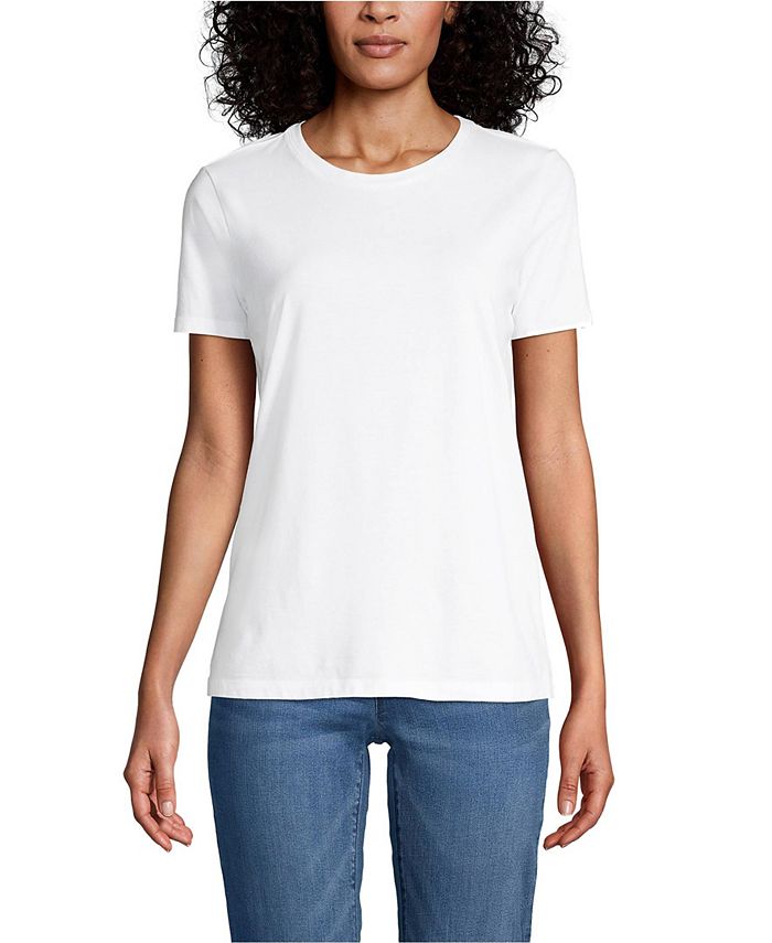 Lands' End Women's Relaxed Supima Cotton Short Sleeve Crewneck T-Shirt ...