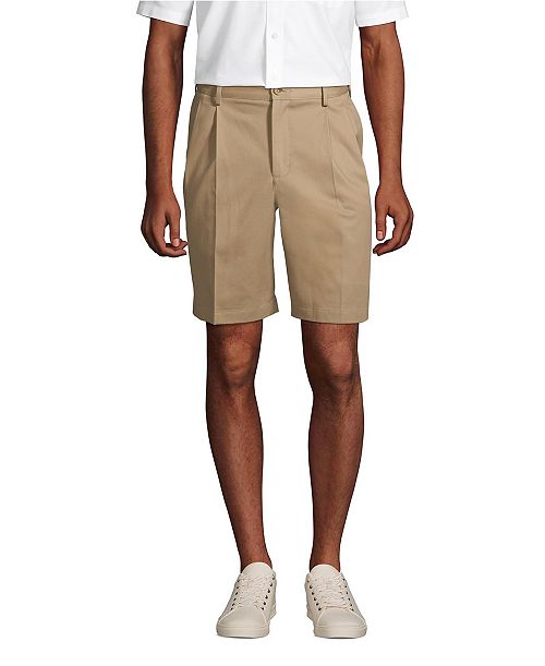 alfani Lands' End Men's No Iron 9" Comfort Waist Pleated Front Chino Short Men's Fashion & Accessories