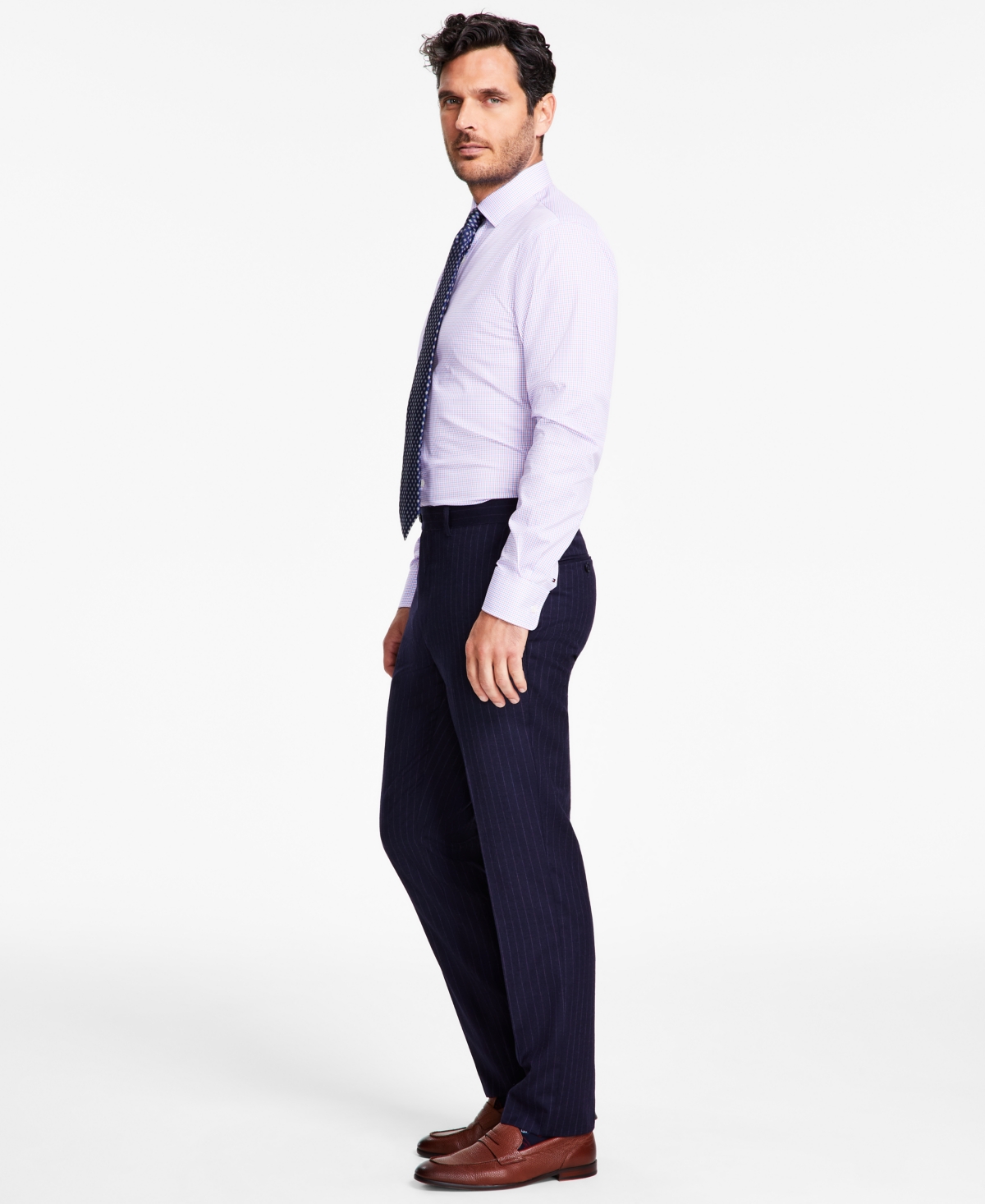 Men's Slim-Fit Stretch Pinstripe Suit Pants - Navy Pinstripe
