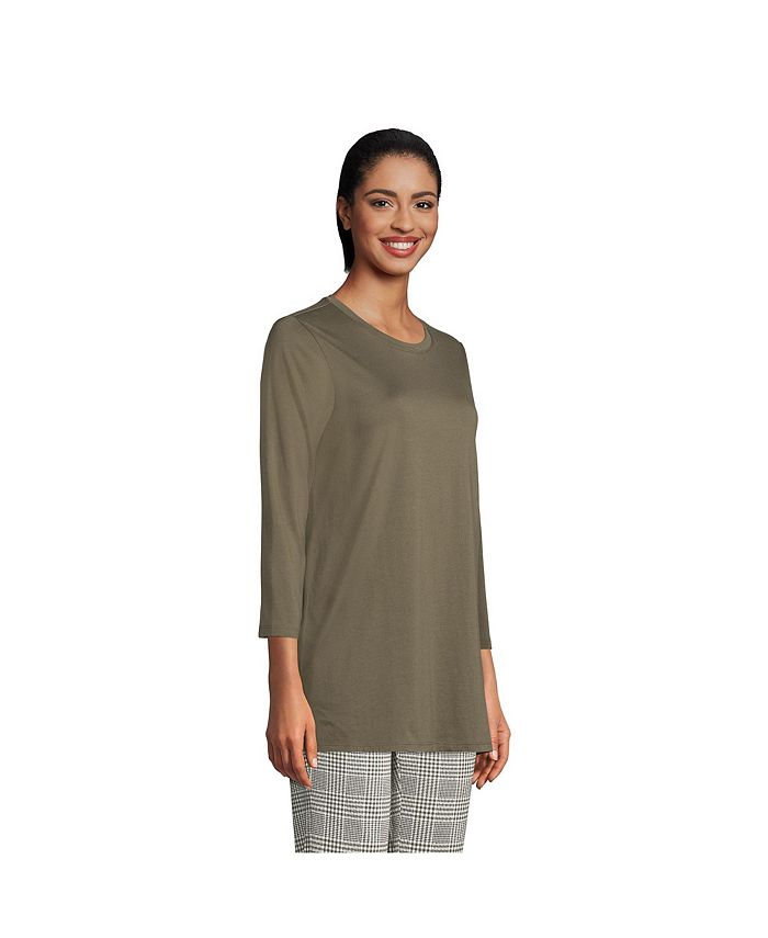 Lands' End Petite 3/4 Sleeve Supima Cotton Crewneck Tunic Macy's