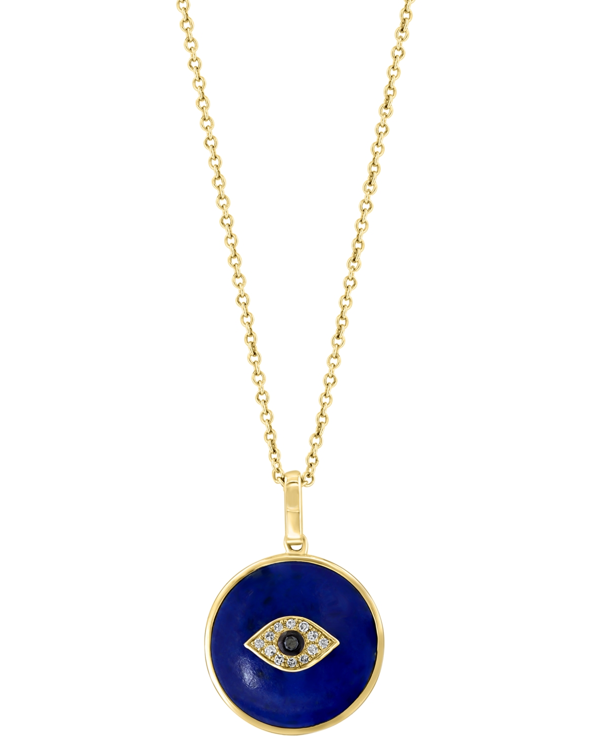 Effy Collection Effy Lapis Lazuli & Diamond (1/20 ct. t.w.) Evil Eye 18" Pendant Necklace in 14k Gold