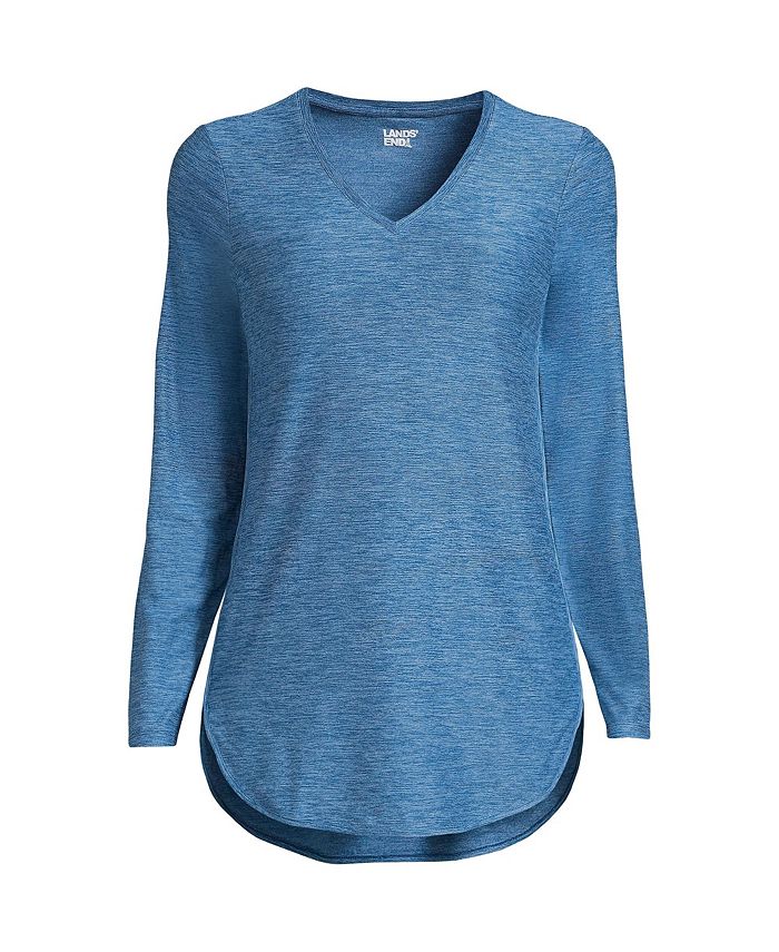 Lands' End Women's Soft Performance Long Sleeve Curve Hem Vneck Tunic