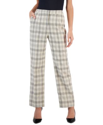 T Tahari - Women's Plaid Tailored Wide-Leg Pants