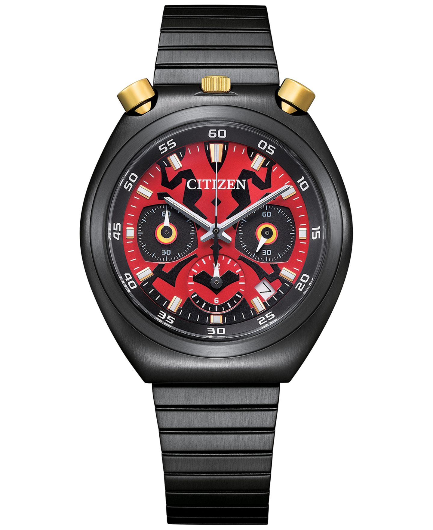 Мужские часы Citizen Chronograph Star Wars Darth Maul Black-Tone Stainless Steel Bracelet Watch 38mm — фото 1