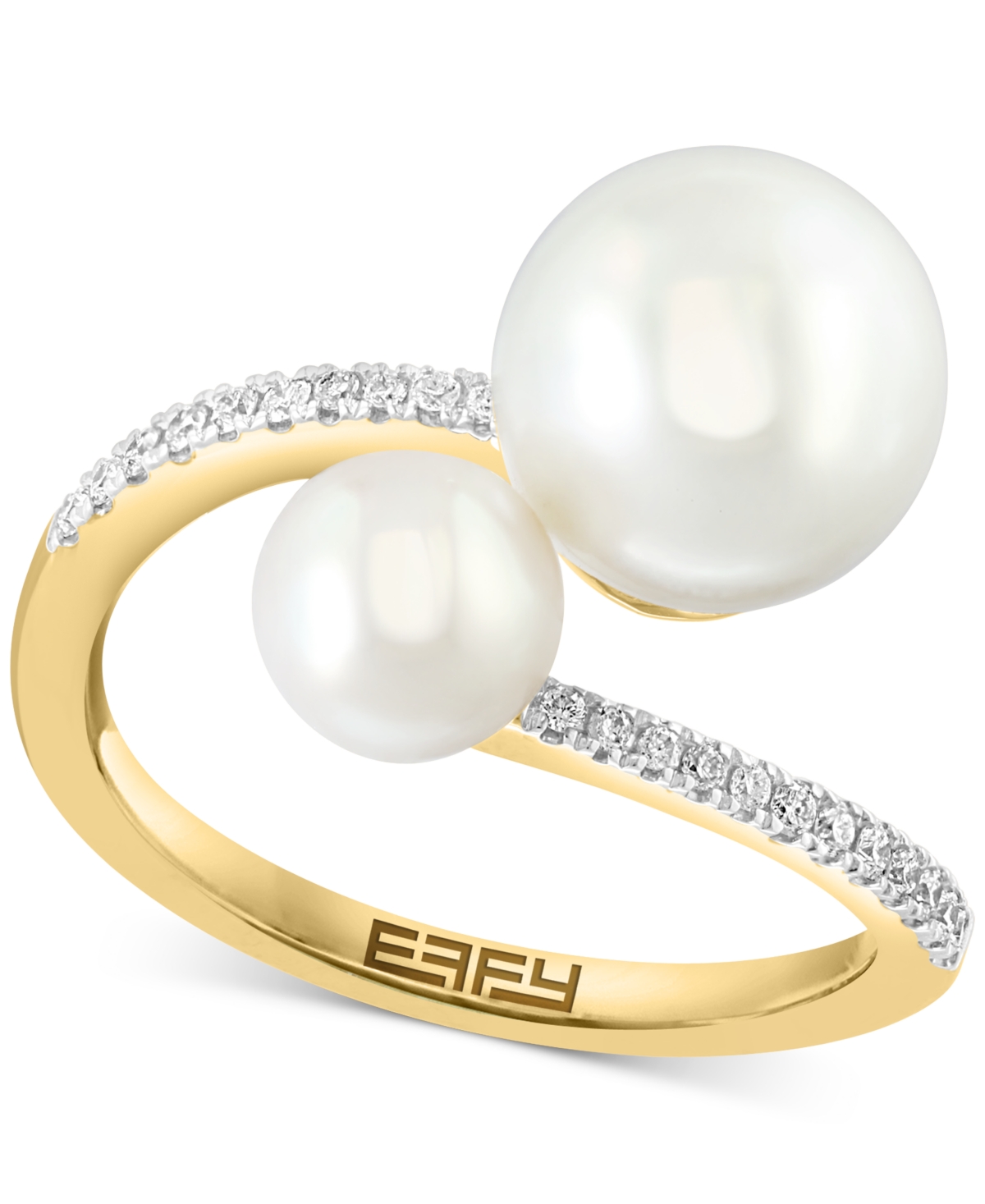 Effy Collection Effy Freshwater Pearl (6 & 9mm) & Diamond (1/8 ct. t.w.) Bypass Ring in 14k Gold