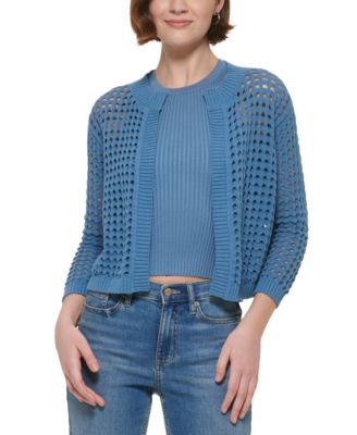 Calvin Klein Jeans - Women's Cotton Open-Stitch Cardigan Sweater