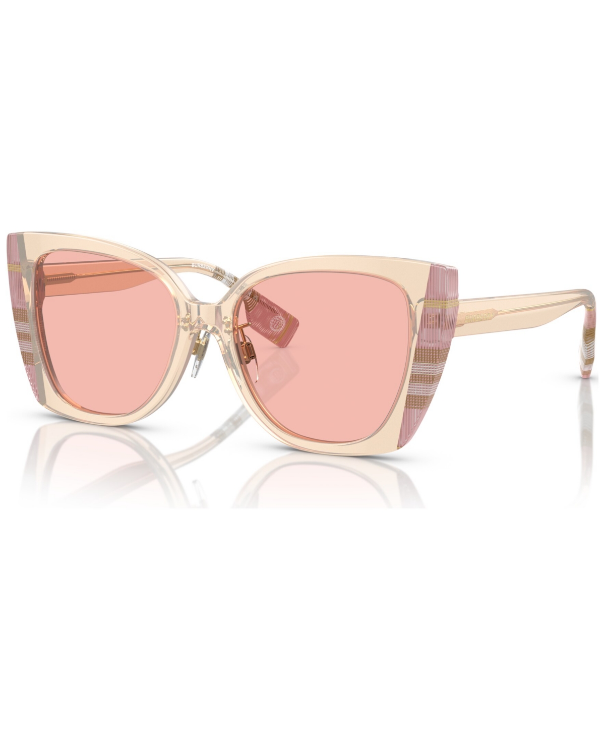 Burberry Women's Low Bridge Fit Sunglasses, Meryl In Pink,check Pink