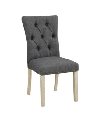 Preston Dining Chair 2-Pack with Antique-like Bronze Nailheads and Brushed Legs in Fabric