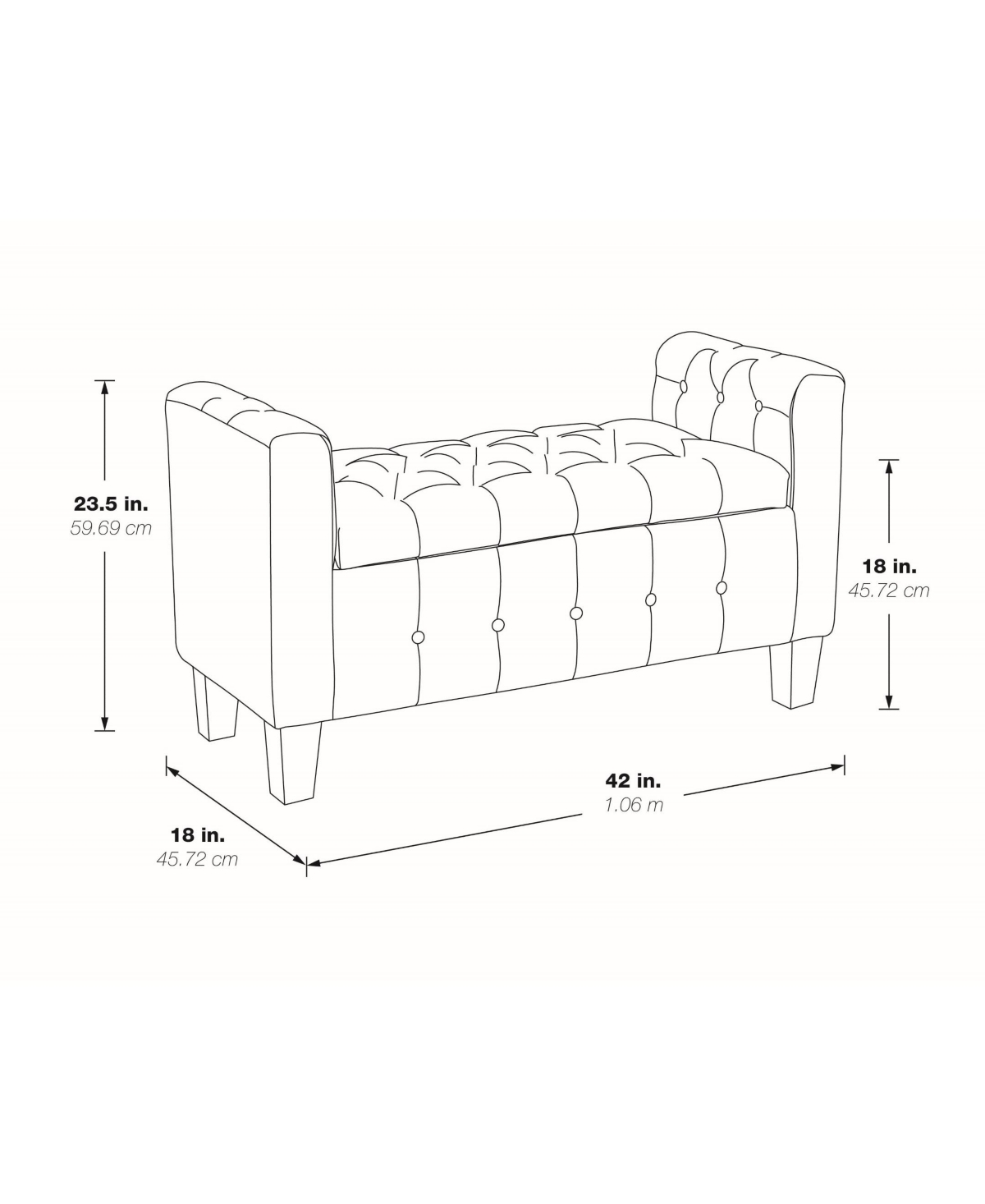 Osp Home Furnishings Darnley Storage Bench In Fabric In Charcoal