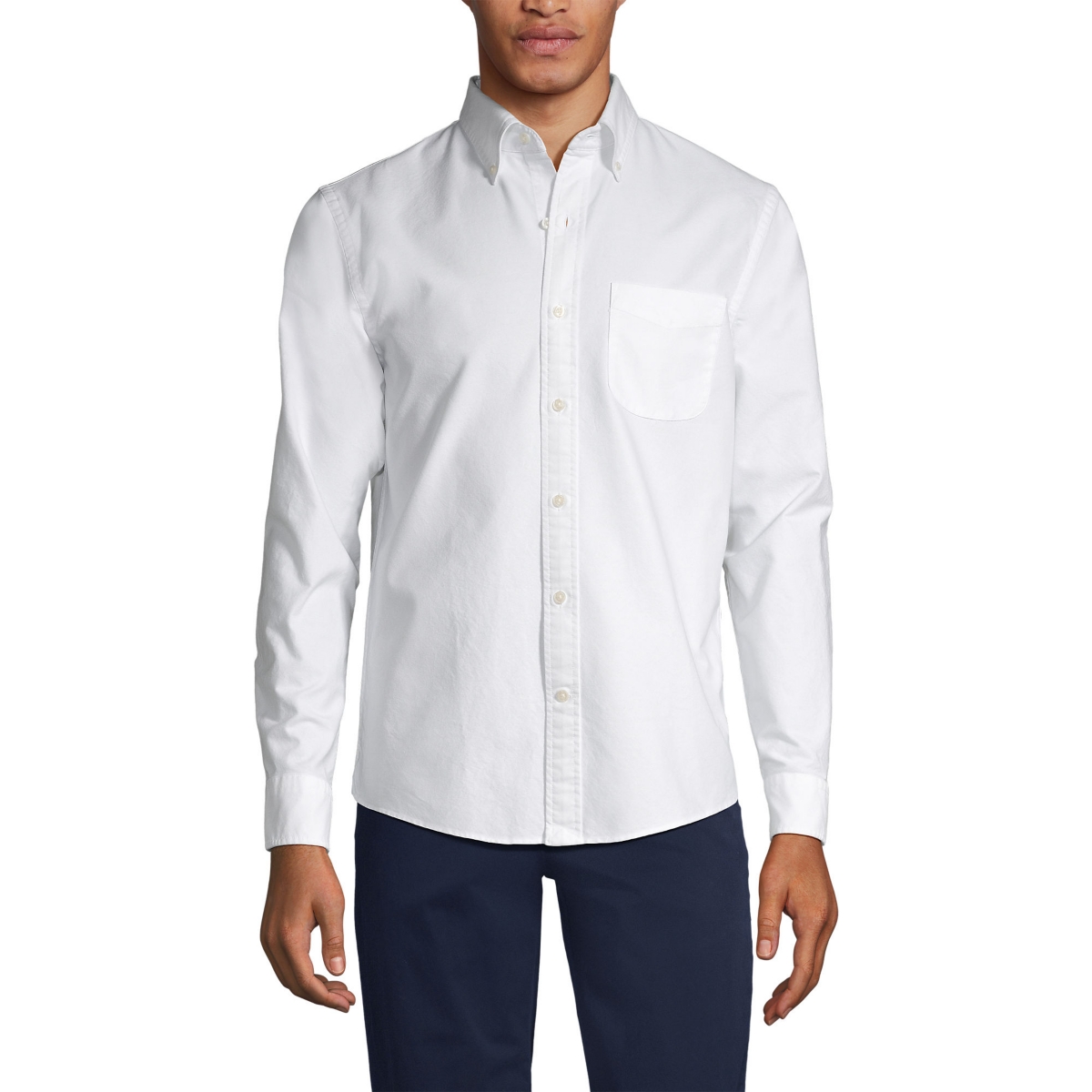 Men's Tailored Fit Long Sleeve Sail Rigger Oxford Shirt - White