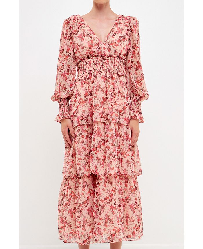 endless rose Women's Floral Chiffon Wrapped Maxi Dress - Macy's