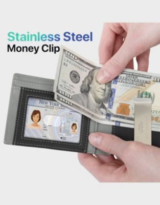 Men's RFID-Blocking Slim Bifold Wallet with Quick Access Pull Tab