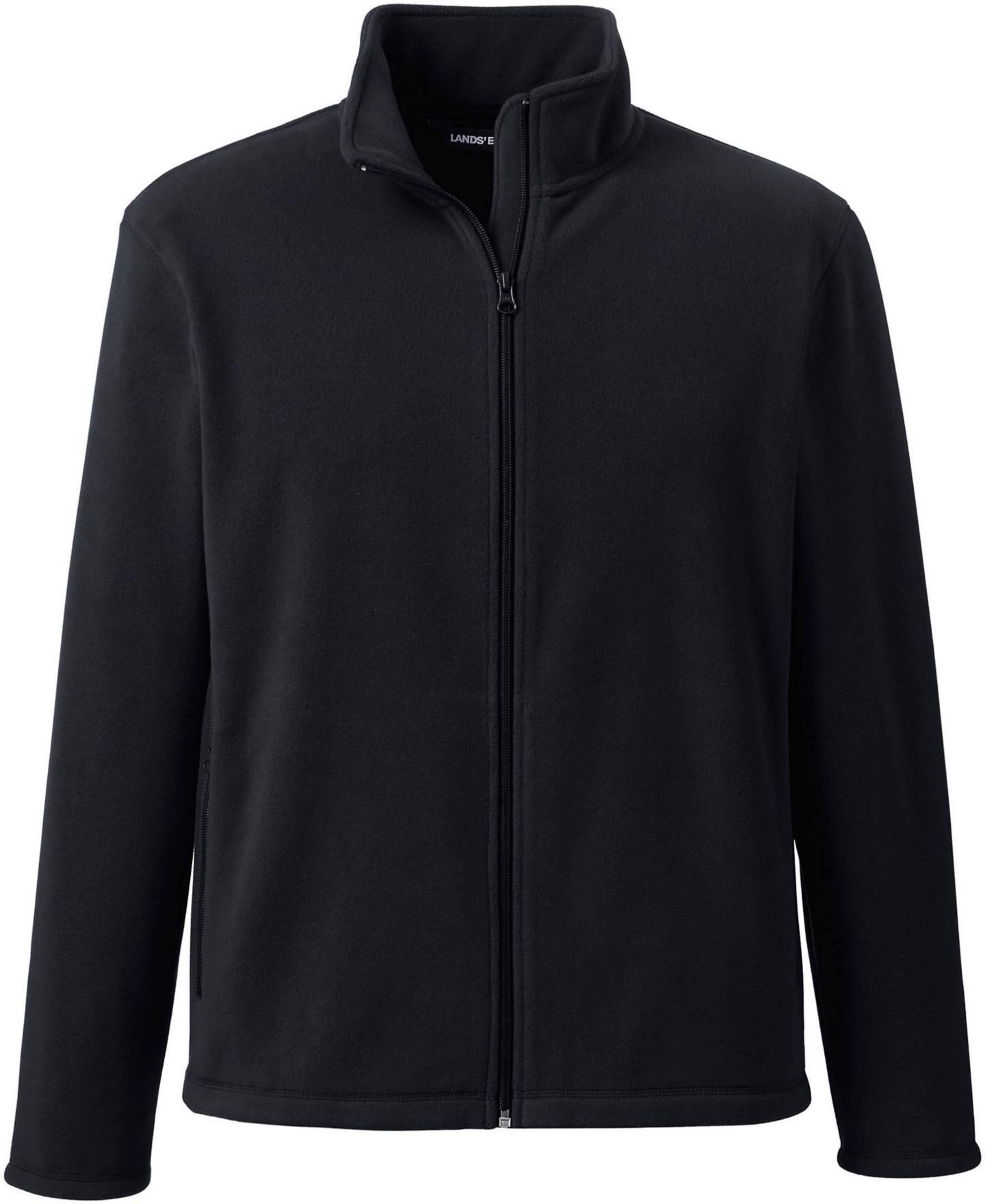 Мужская куртка Lands' End Full-Zip Mid-Weight Fleece, цвет: Чёрный — фото 2