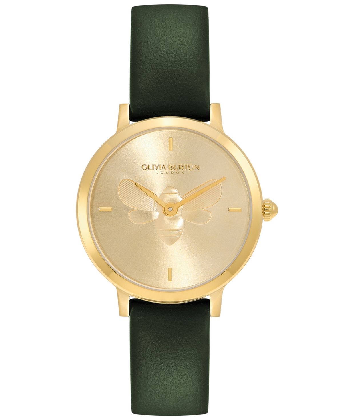 Shop Olivia Burton Women's Ultra Slim Bee Green Leather Watch 28mm