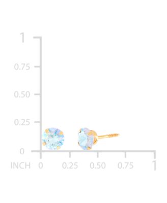 Children's Iridescent Cubic Zirconia Screwback Stud Earrings in 14k Gold