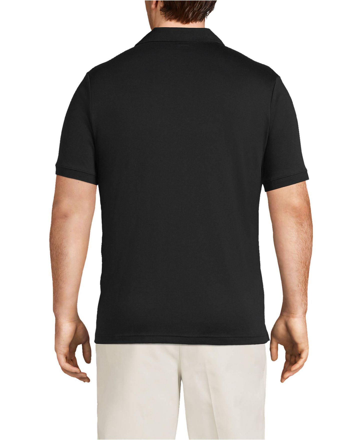 Мужское поло Lands' End Short Sleeve Cotton Supima Polo Shirt, цвет: Чёрный — фото 2