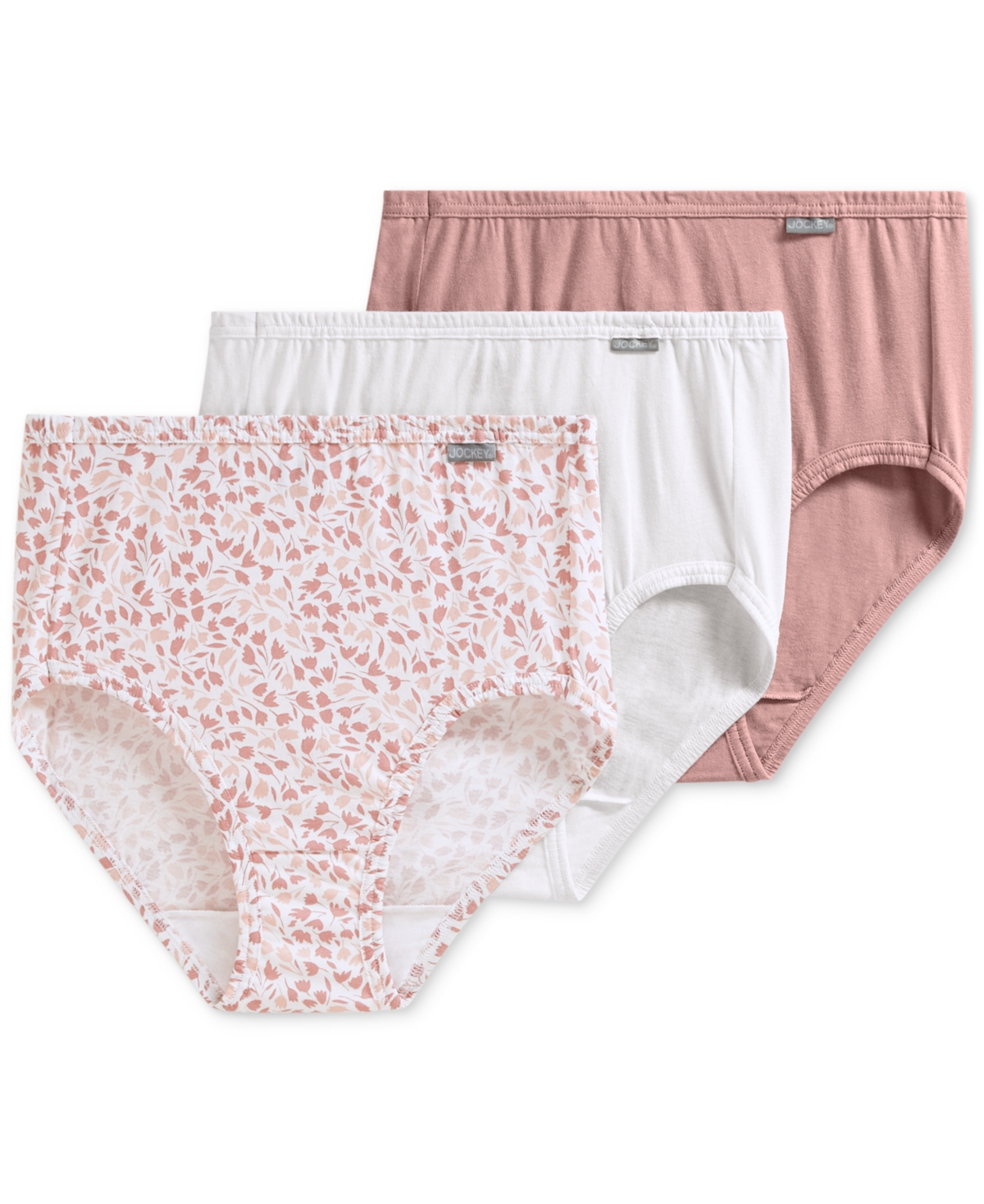 Jockey Elance Brief 3 Pack Underwear 1484,  Extended Sizes -prim Floral/earth Rose