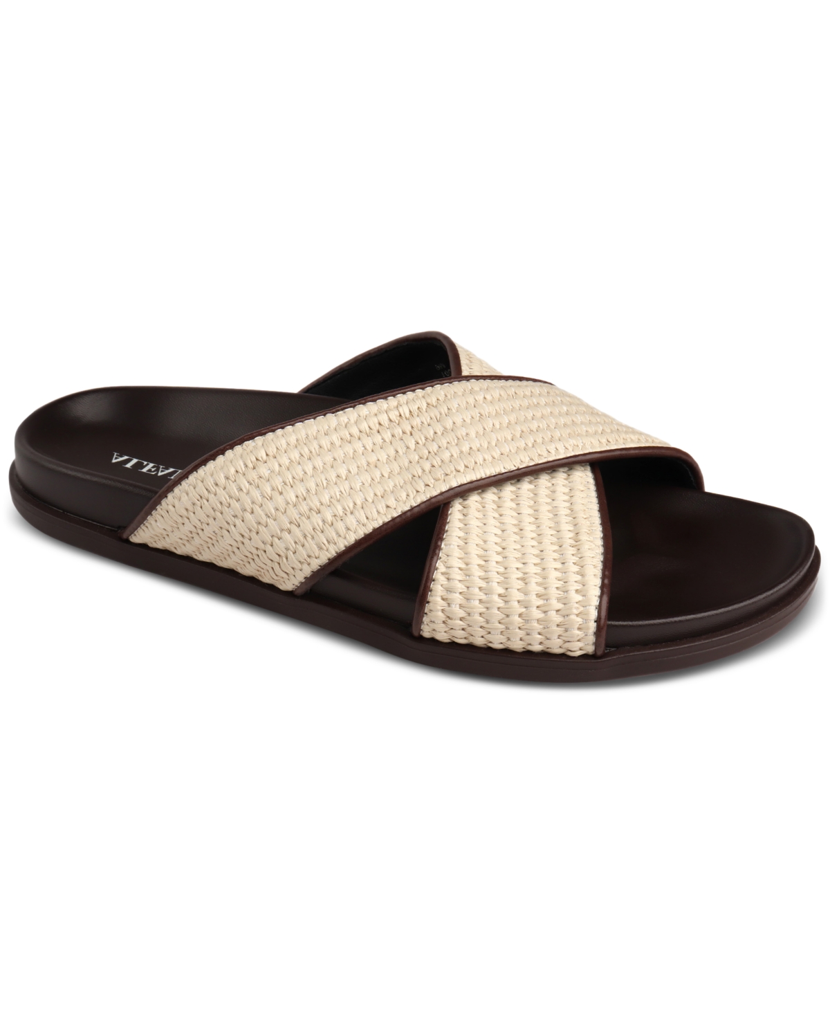 Men's Whitter Faux-Raffia Crossed Strap Sandals, Created for Macy's - Cream