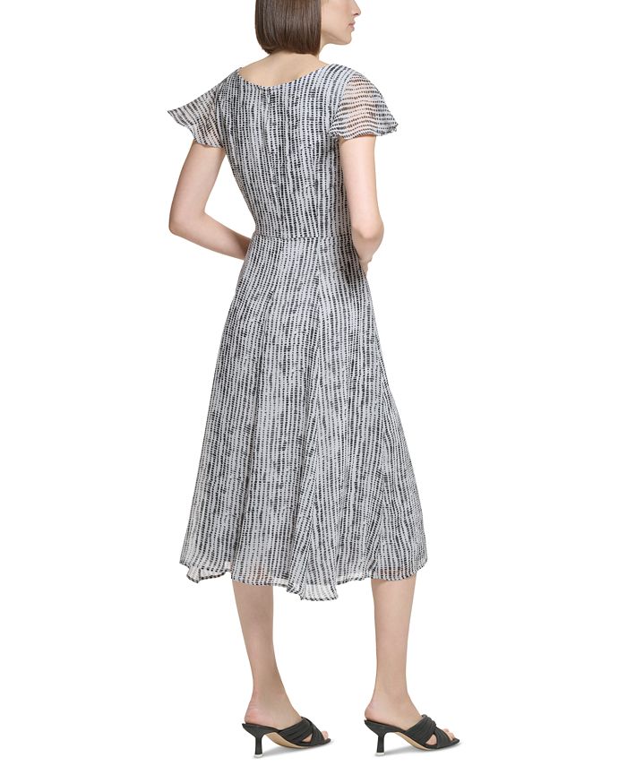 Calvin Klein Women's Printed Flutter-Sleeve A-Line Dress - Macy's