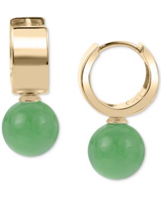 Macy's - Jade Bead Huggie Hoop Earrings in 14k Gold-Plated Sterling Silver (Also in Onyx)