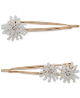 lonna & lilly 2-Pc. Gold-Tone Pave & Bead Flower Hair Clip Set - White