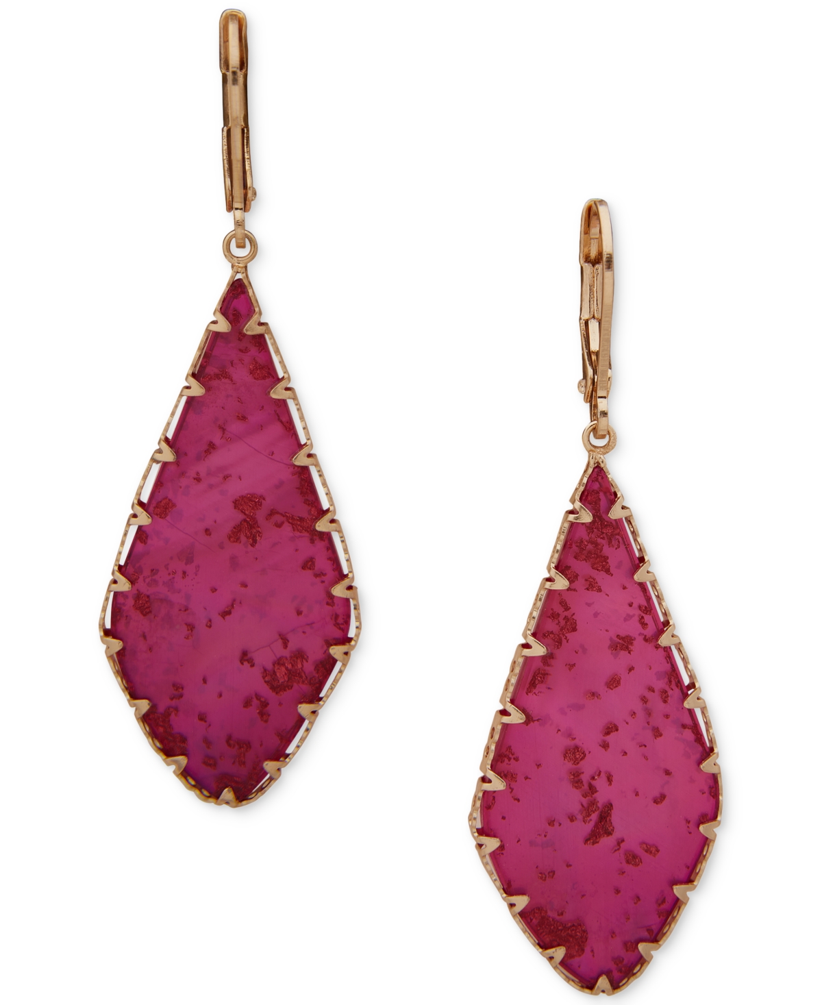 Lonna & Lilly Gold-tone Framed Flat Stone Drop Earrings In Fuchsia