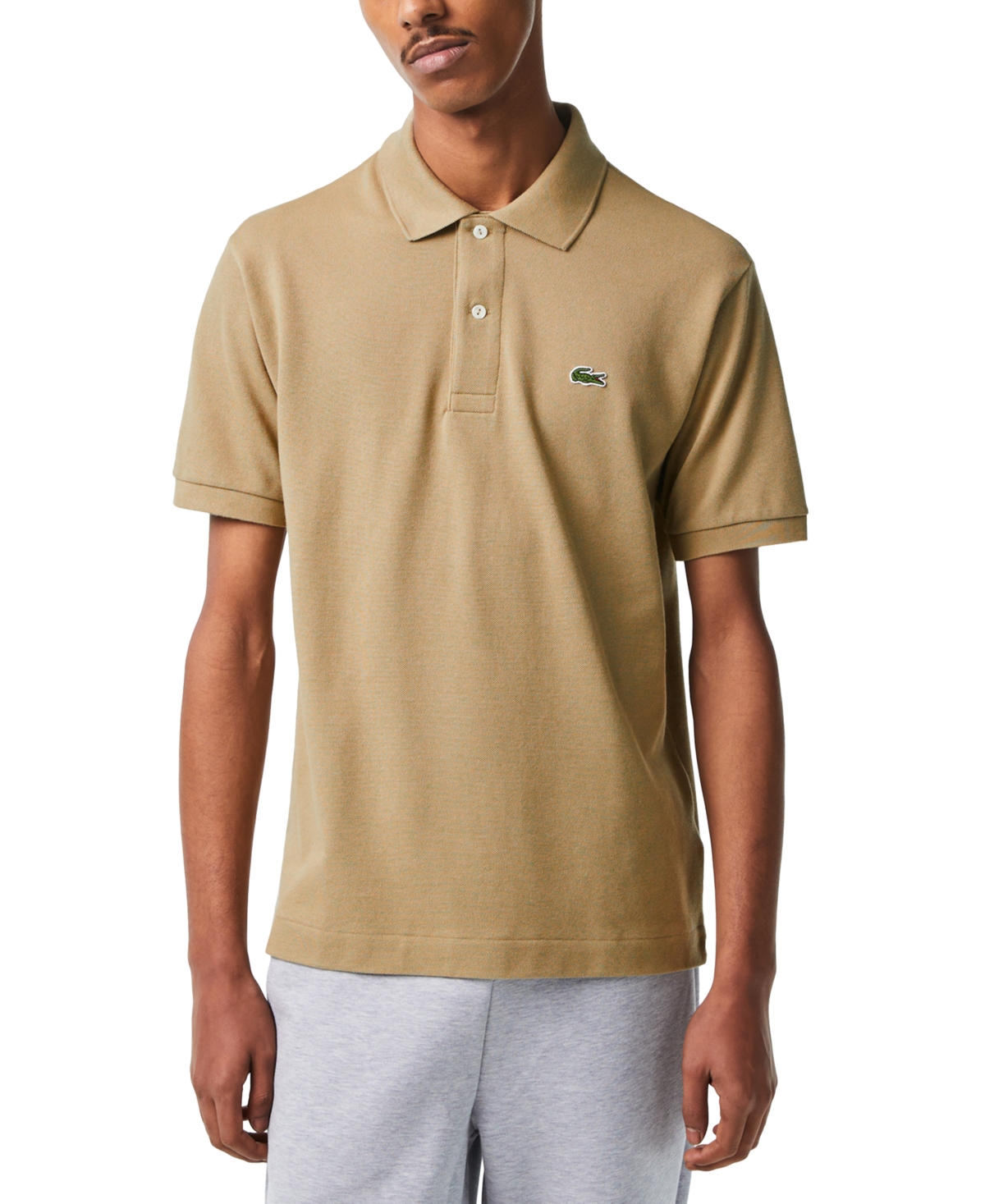 Lacoste Short Sleeve Logo Polo Shir In Beige