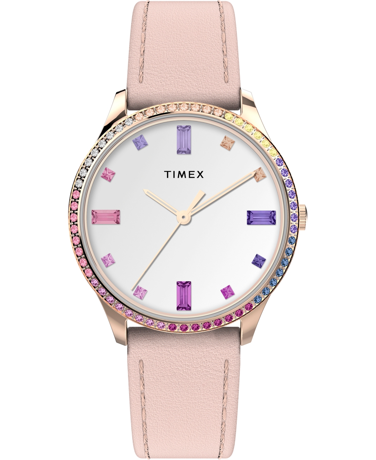 Shop Timex Women's Quartz Analog Premium Dress Leather Pink Watch 32mm