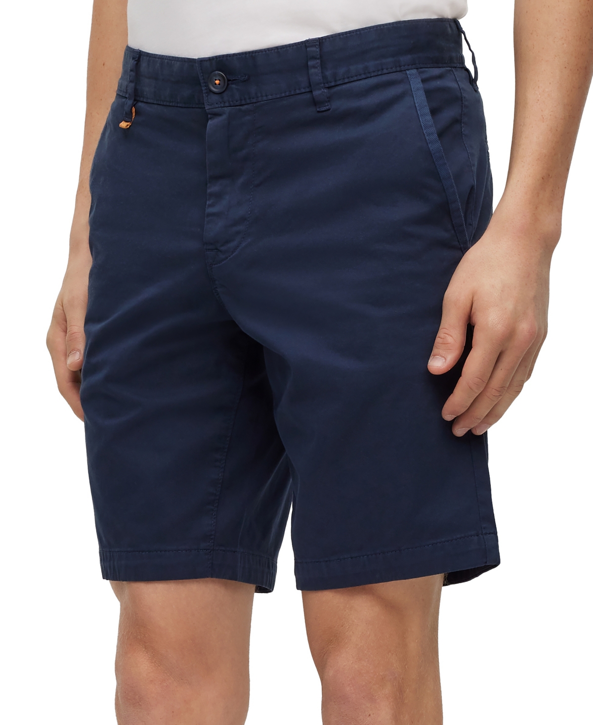 Shop Hugo Boss Boss By  Men's Stretch-cotton Twill Slim-fit Shorts In Dark Blue