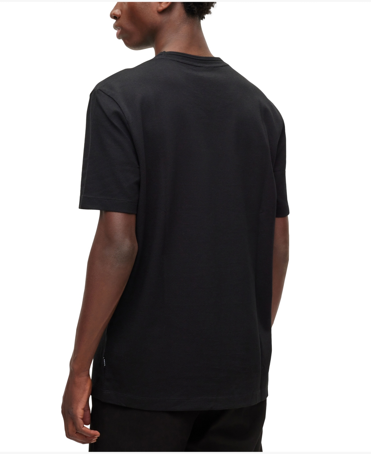 Hugo Boss Tiburt Regular Fit Textured Short Sleeve Tee In Black