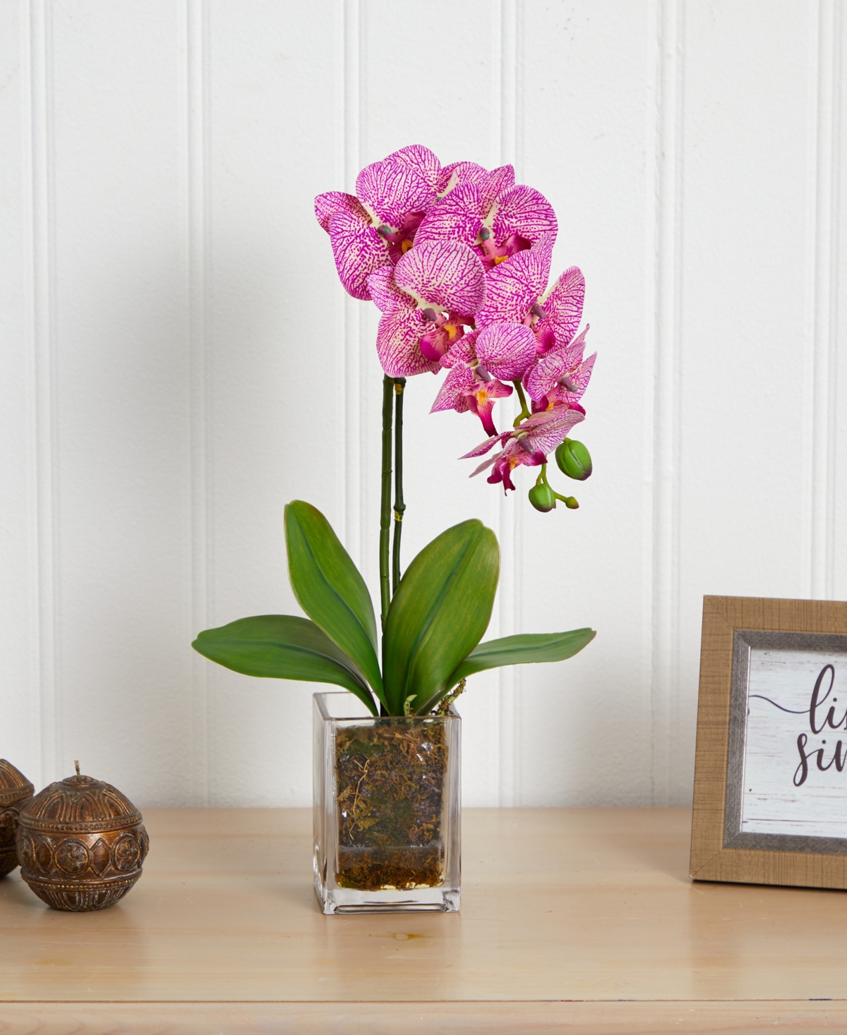 NEARLY NATURAL 24" ORCHID PHALAENOPSIS ARTIFICIAL ARRANGEMENT IN VASE 